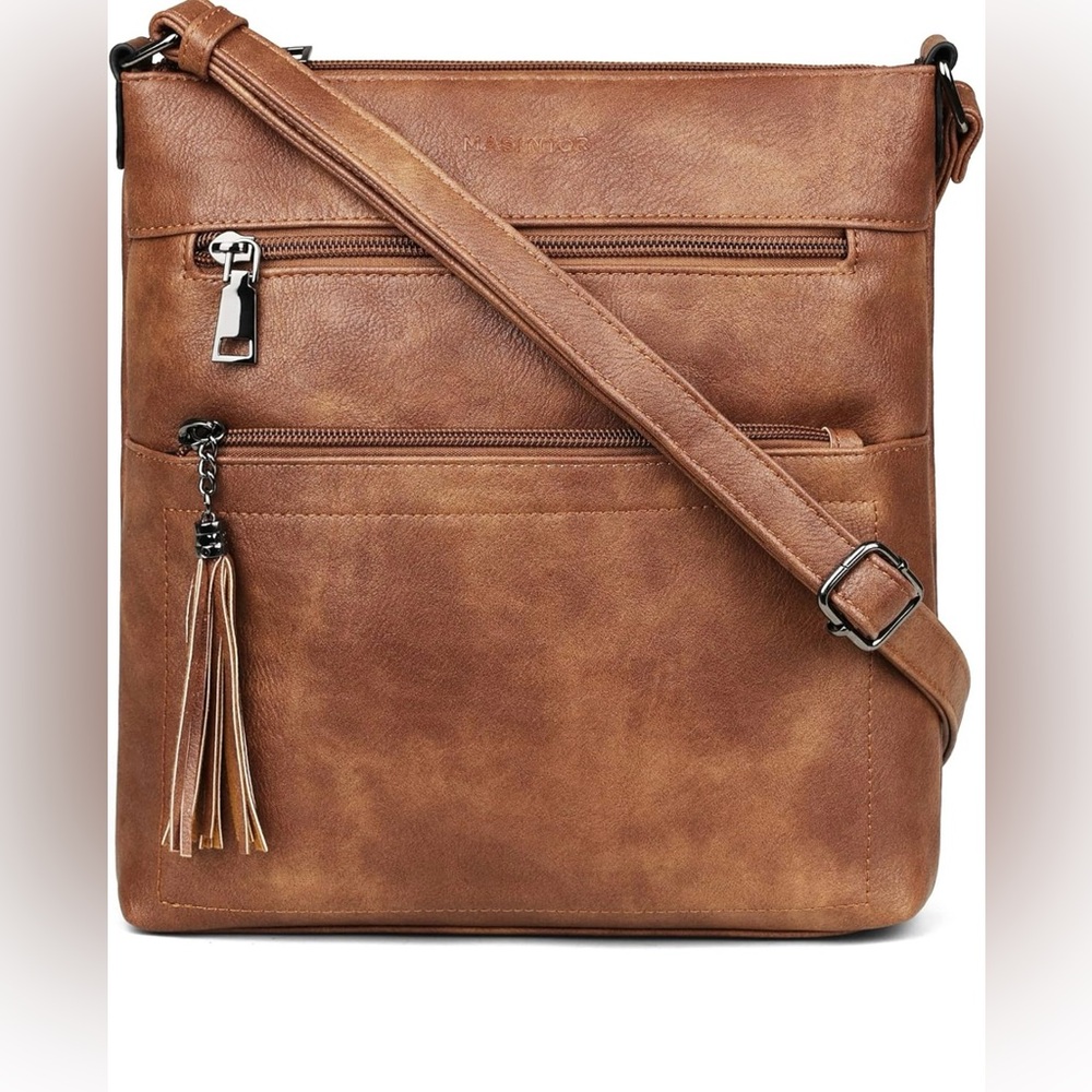 Brown Crossbody Bag with Tassel